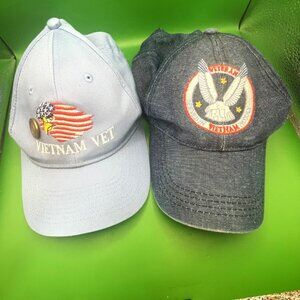 Vietnam Veteran Hat Set of 2 Embroidered Adjustable American Military Patriotic